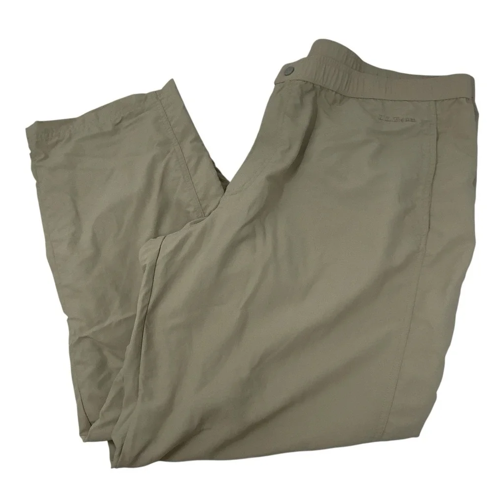 LL Bean Mens Nylon Tan Hiking Pants 0FVL4 Ankle Zip Outdoor‎ XXL 2XL Drawstring